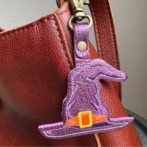PLG Portland Leather Goods Witch’s Hat Keychain Bag Charm Halloween Purple